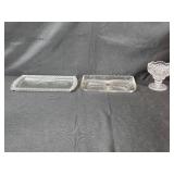 Lot of Vintage Glassware and Metal Serving Utensils Sets