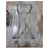 Glass Top Coffee Table with Metal Base