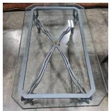 Glass Top Coffee Table with Metal Base