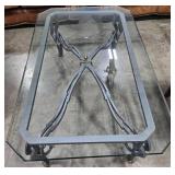 Glass Top Coffee Table with Metal Base