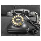Vintage Rotary Dial Phone with Functional Cord - Black