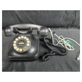 Vintage Rotary Dial Phone with Functional Cord - Black