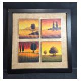 Framed Set of 4 Tree Landscape Art Panels
