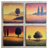 Framed Set of 4 Tree Landscape Art Panels