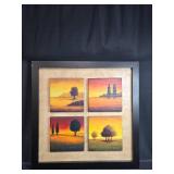 Framed Set of 4 Tree Landscape Art Panels