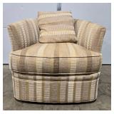 Striped Upholstered Armchair with Matching Pillow