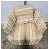 Striped Upholstered Armchair with Matching Pillow
