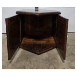 Hexagonal Wooden Corner Cabinet with Double Doors