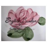 Set of 3 Vases: Cobalt Blue Glass, Clear Crystal, and Hand-Painted Floral Ceramic Pitcher