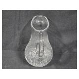 Set of 3 Vases: Cobalt Blue Glass, Clear Crystal, and Hand-Painted Floral Ceramic Pitcher