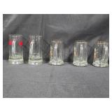 Set of 5 Assorted Glass Beer Mugs with Duck Designs