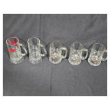 Set of 5 Assorted Glass Beer Mugs with Duck Designs