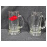 Set of 5 Assorted Glass Beer Mugs with Duck Designs