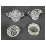 Set of Clear and Pink Vintage Glassware Pieces