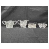 Set of Clear and Pink Vintage Glassware Pieces