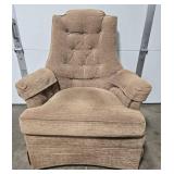 Vintage Brown Upholstered Armchair with Tufted Back