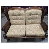 Vintage Loveseat with Floral Pattern Upholstery