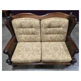 Vintage Loveseat with Floral Pattern Upholstery