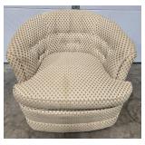 Vintage Upholstered Swivel Armchair with Geometric Pattern