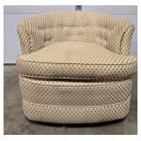 Vintage Upholstered Swivel Armchair with Geometric Pattern