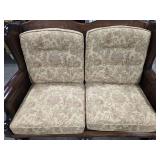 Ethan Allen Wooden Loveseat with Floral Upholstery