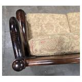 Ethan Allen Wooden Loveseat with Floral Upholstery