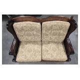 Ethan Allen Wooden Loveseat with Floral Upholstery