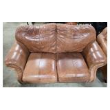 Brown Leather Love Seat Sofa