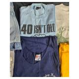 Collection of Mixed Graphic T-Shirts and Denim Skirt