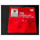 Holiday Lighting and Ornament Set with Ribbon Net Lights and Glass Ornaments