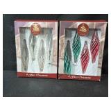 Holiday Lighting and Ornament Set with Ribbon Net Lights and Glass Ornaments