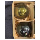 Box of Vintage Glass Holiday Ornaments with Original Packaging