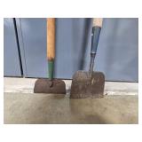 Set of 2 Used Garden Hoes with Wooden Handles