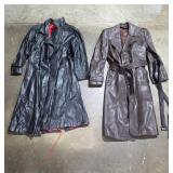 Pair of Leather Trench Coats - Black and Brown