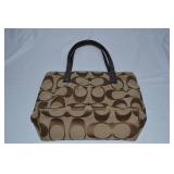 Coach Canvas Handbag with Leather Accents