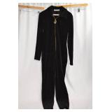 Black Velvet Jumpsuit with Gold Zipper, Size 6