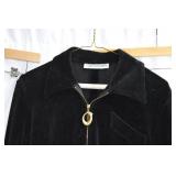 Black Velvet Jumpsuit with Gold Zipper, Size 6