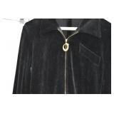 Black Velvet Jumpsuit with Gold Zipper, Size 6