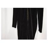 Black Velvet Jumpsuit with Gold Zipper, Size 6