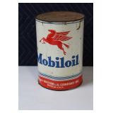 Vintage Mobiloil One-Gallon Tin Can with Pegasus Logo