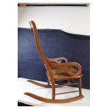 Antique Wooden Rocking Chair with Cane Seat and Back