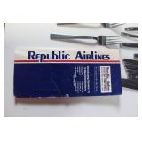 Republic Airlines Vintage Collection - Silverware and Glassware Set - Republic Airlines System Timetable