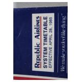 Republic Airlines Vintage Collection - Silverware and Glassware Set - Republic Airlines System Timetable
