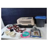 Comprehensive Pet Owners Set: Carrier, Food Bowls, and Accessories