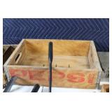 Collection of Vintage Tools and Boxes Including Pepsi Crate and Cast Iron Items