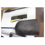 Collection of Vintage Tools and Boxes Including Pepsi Crate and Cast Iron Items