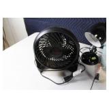 Household Essentials Bundle: Fan, Desk Lamp, Mini Ironing Board, and Suction Grab Bars