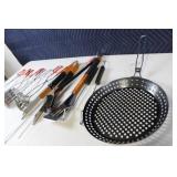 Set of BBQ Grilling Tools with Grill Basket