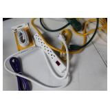 Collection of Power Strips, Extension Cables, and Coaxial Cable