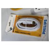 Collection of Power Strips, Extension Cables, and Coaxial Cable
